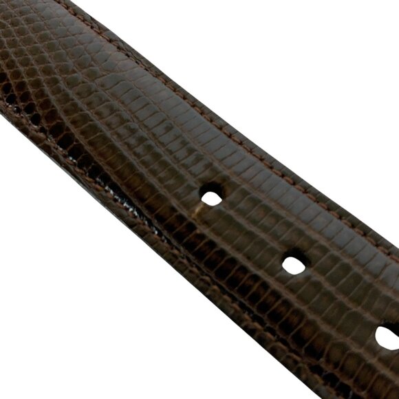 Trafalgar Mens Belt Burnished Java Lizard Brown Sz 42 Fits Like 38 Brass Buckle - Picture 6 of 6